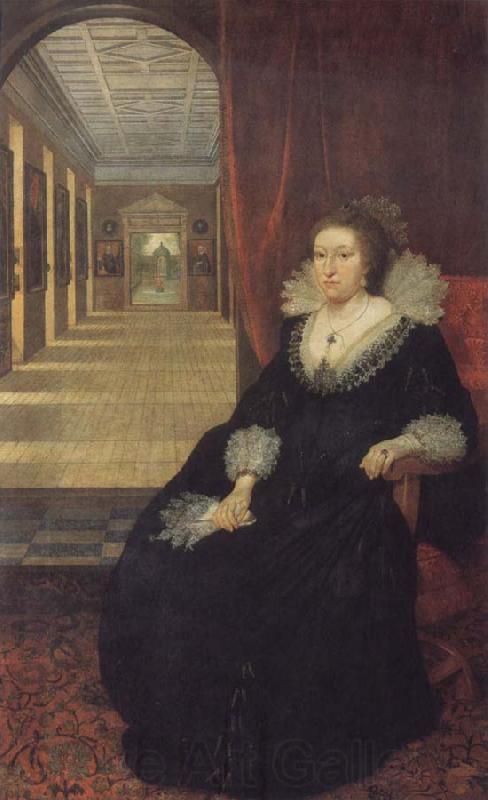 Mytens, Daniel the Elder Alathea Talbot Countess of Arundel,sitting before the picture gallery at Arundel House